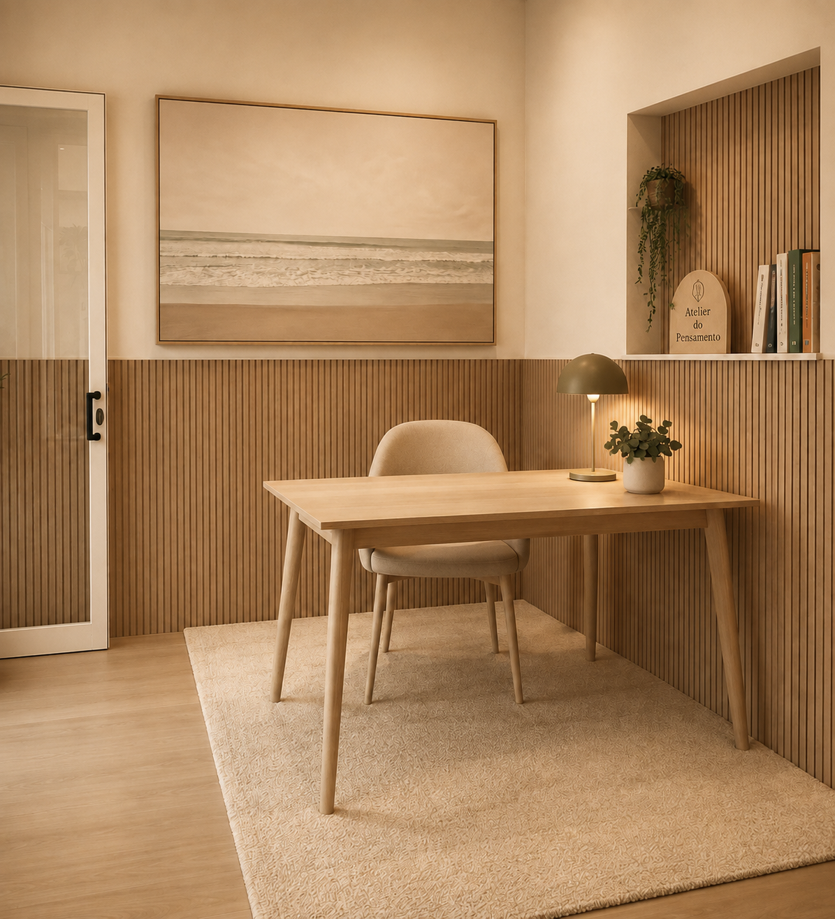 Sala de consulta acolhedora — Atelier do Pensamento, Barreiro
